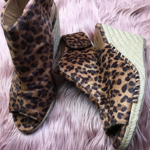 Kelsi Dagger Shoes - Kelsi Dagger Clarabel Cheetah Wedge Fuzzy Peep-Toe